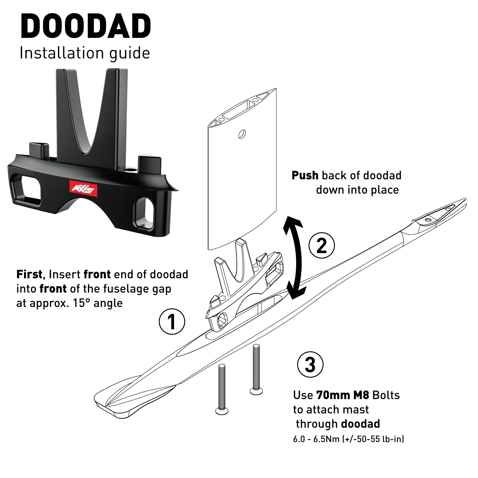 FUSELAGE MAST ADAPTER / DOODAD, 19MM - BLACK