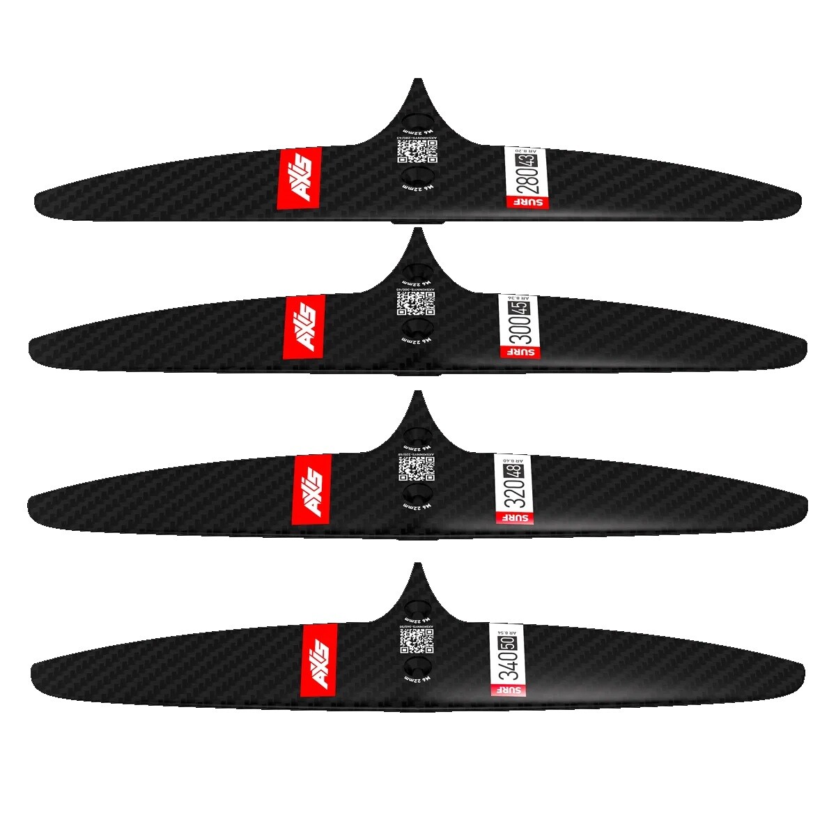 CARBON REAR WING, SKINNY SURF, 340MM x 50MM
