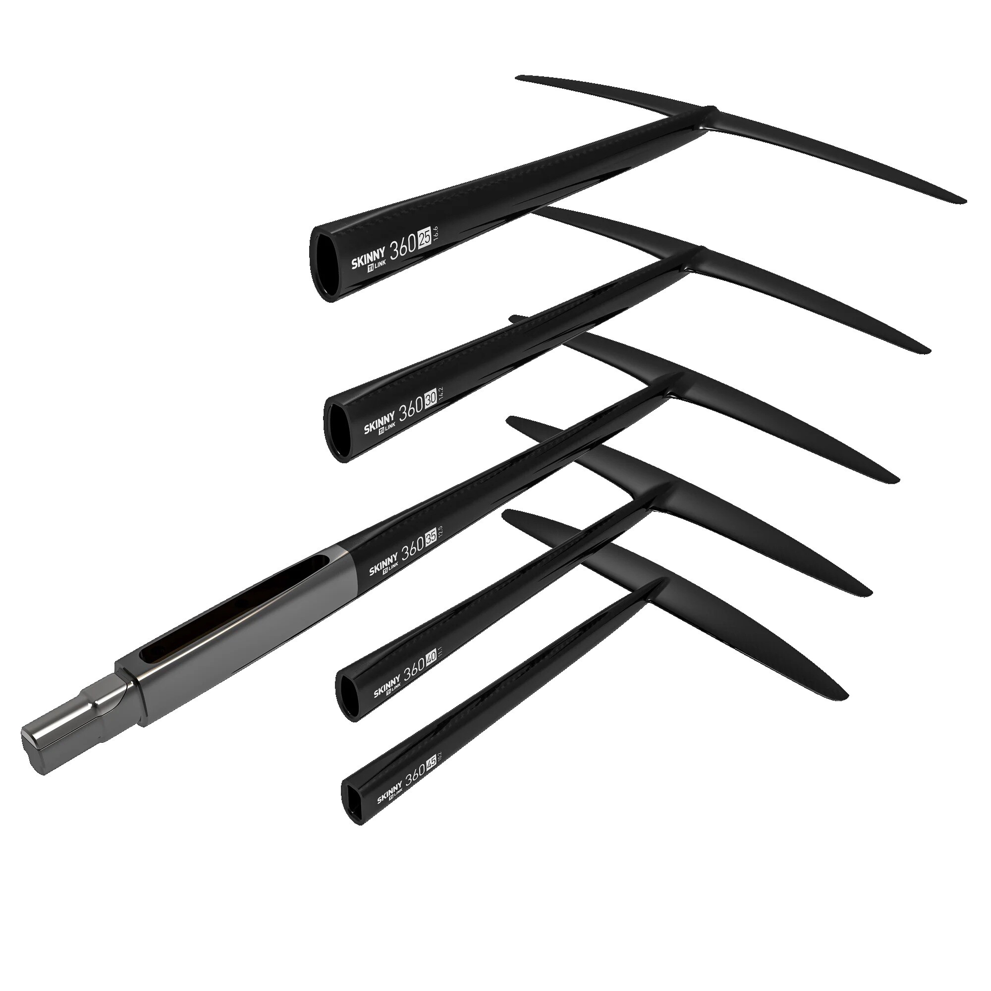 CARBON REAR WING, SKINNY - Ti LINK, 360MM x 25MM