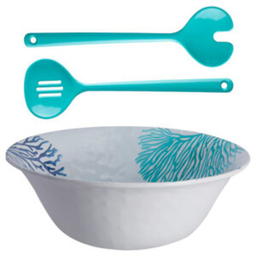 Salatschüssel mit Besteck Set 3 Stk., Blau