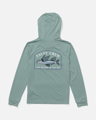 FLY HOME BOYS HOOD SUNSHIRT, SEASIDE HEATHER, XL